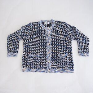Vintage C&K Designs Blue Chunky Knit Button Cardigan Preppy Grandmacore XL